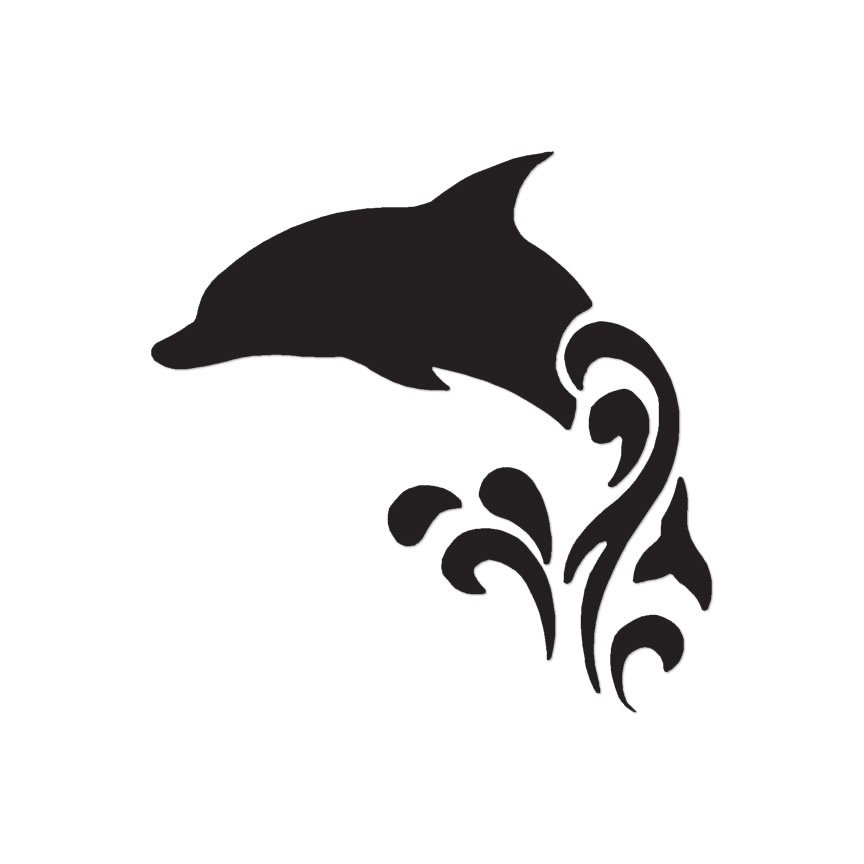 Dolphin Wave Tribal – Vinyl Decal Sticker – Multiple Color & Sizes – ebn218