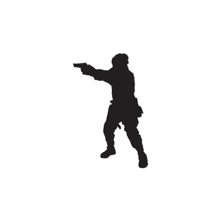 Soldier Pistol – Vinyl Decal Sticker – Multiple Colors & Sizes – ebn3068