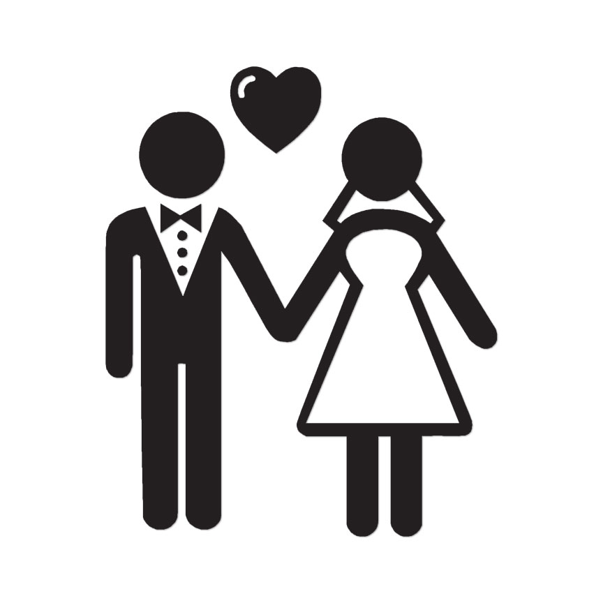 Stick Figure Bride Groom – Decal Sticker – Multiple Colors & Sizes – ebn3107