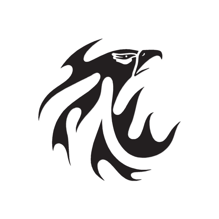 Flame Eagle Head Tribal – Decal Sticker – Multiple Color & Sizes – ebn311