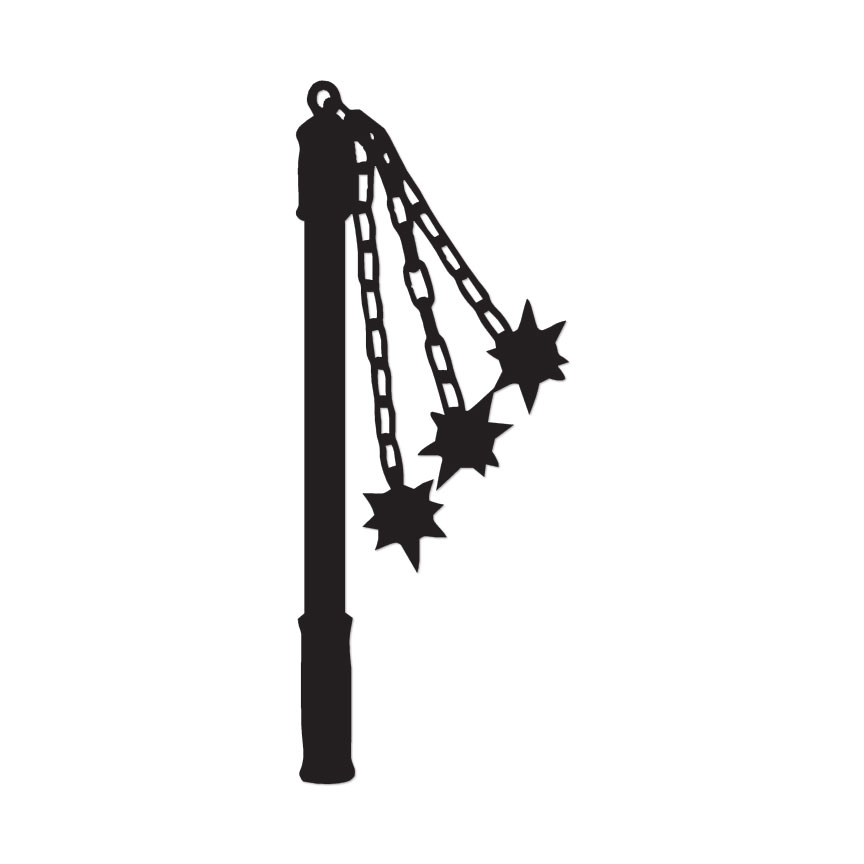 Medieval Tri Headed Flail – Decal Sticker – Multiple Colors & Sizes – ebn3153
