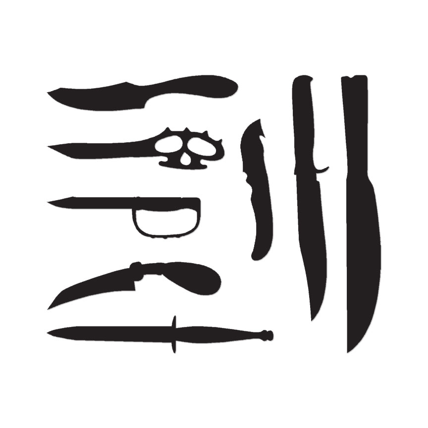 Set of 8 Knives Daggers – Decal Sticker – Multiple Colors & Sizes – ebn3368