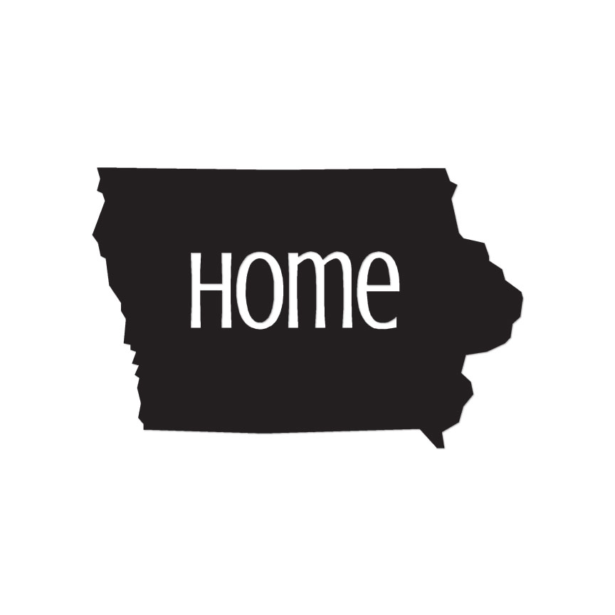 Iowa Home State – Vinyl Decal Sticker – Multiple Colors & Sizes – ebn3817