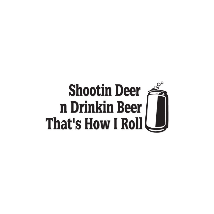 Shooting Deer Drinking Beer – Decal Sticker – Multiple Colors & Sizes – ebn3875