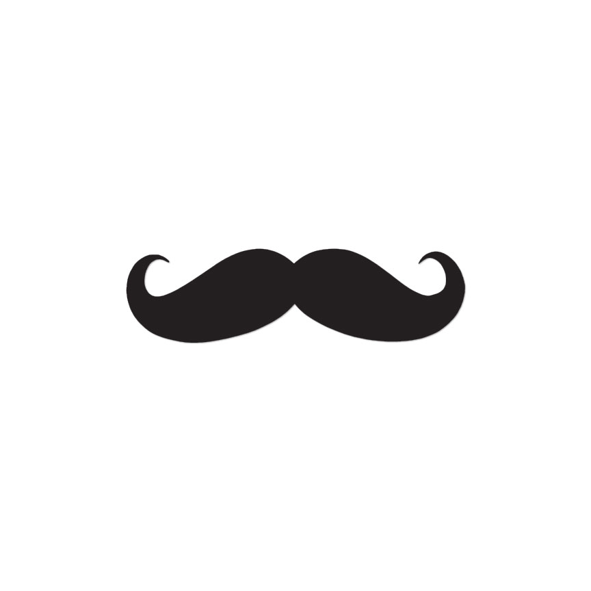 Curled Tip Mustache – Vinyl Decal Sticker – Multiple Colors & Sizes – ebn3926