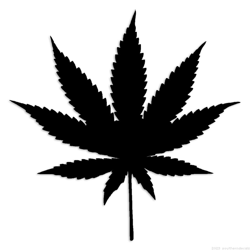 Marijuana Weed Leaf – Decal Sticker – Multiple Colors & Sizes – ebn6080