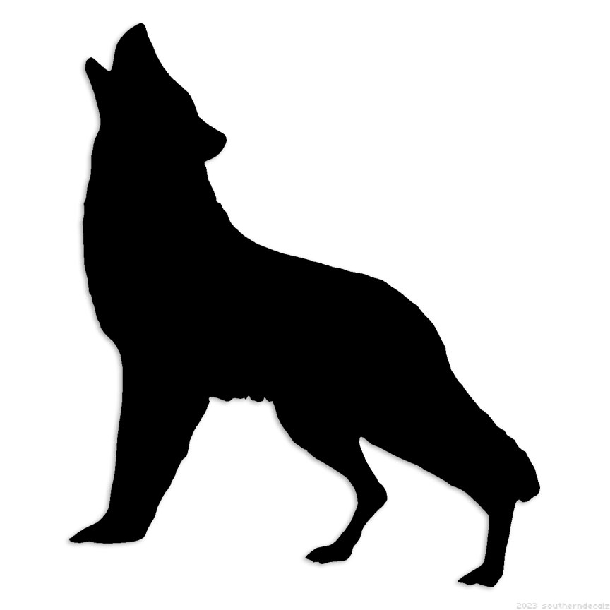Wolf Dog Howl – Decal Sticker – Multiple Colors & Sizes – ebn6159
