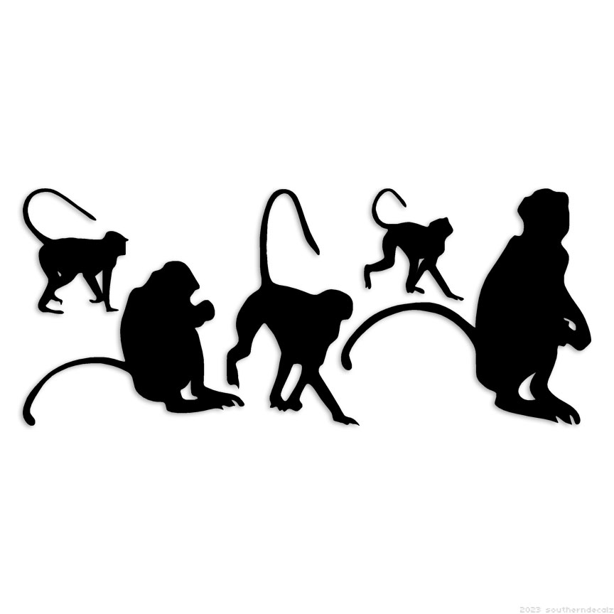 Monkeys – Decal Sticker – Multiple Colors & Sizes – ebn6169