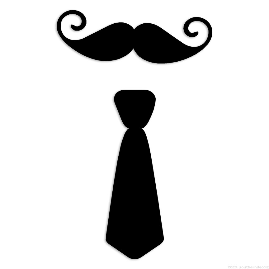 Mustache Tie – Decal Sticker – Multiple Colors & Sizes – ebn6320