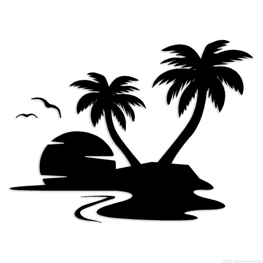 Large Tropical Palm Trees Dolphin Camping Rv Truck Sticker Beach