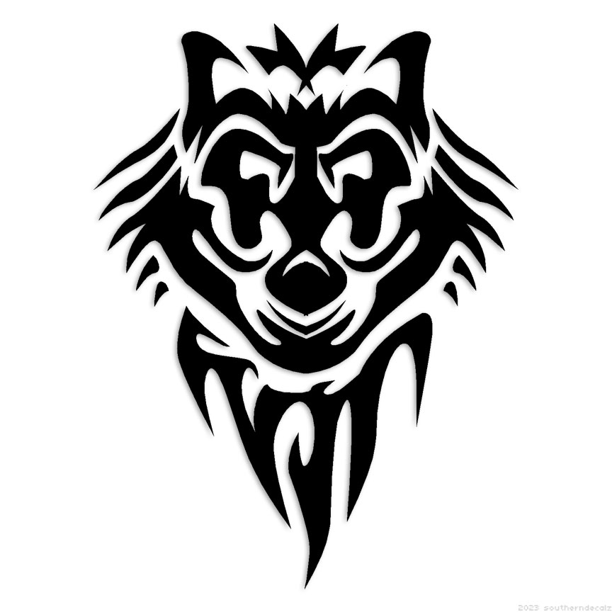 Tribal Wolf Head – Decal Sticker – Multiple Colors & Sizes – ebn6631