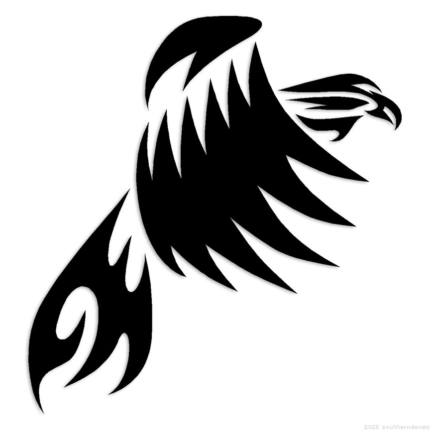 Eagle Hawk Flames – Decal Sticker – Multiple Colors & Sizes – ebn6714