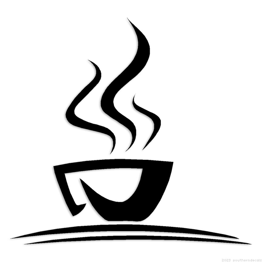 Cup Of Hot Coffee - Decal Sticker - Multiple Colors & Sizes - ebn6807