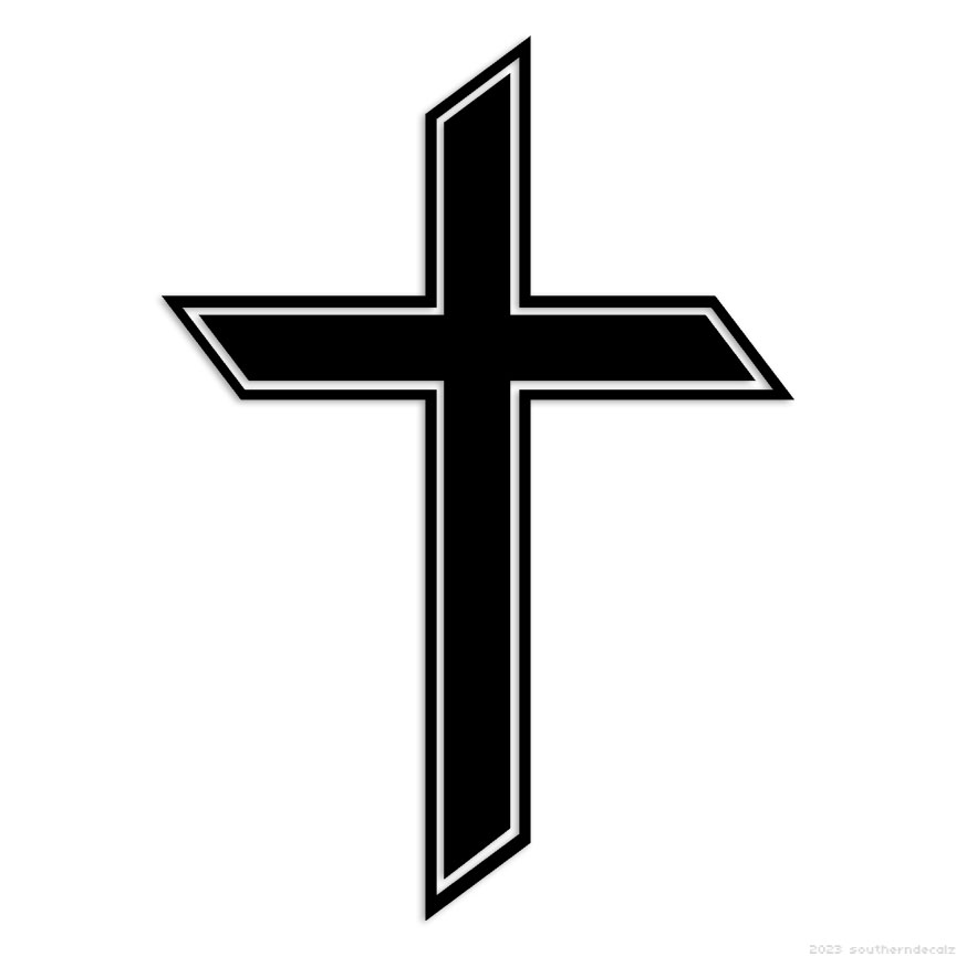 Outlined Christian Cross – Decal Sticker – Multiple Colors & Sizes – ebn6815