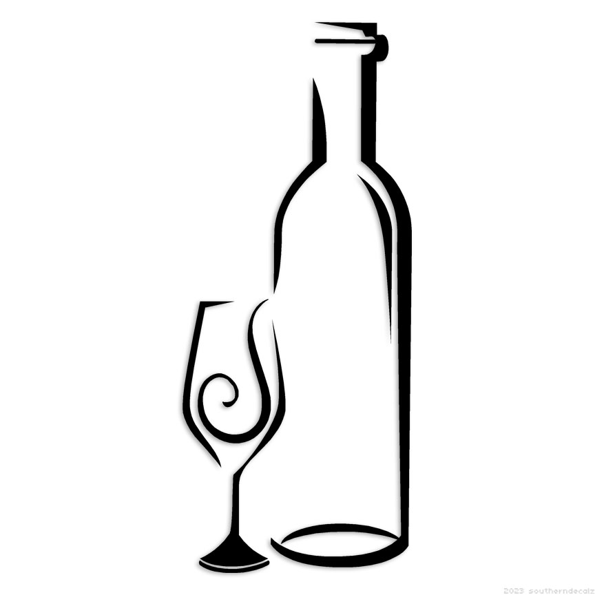 Wine Bottle Glass – Decal Sticker – Multiple Colors & Sizes – ebn6944
