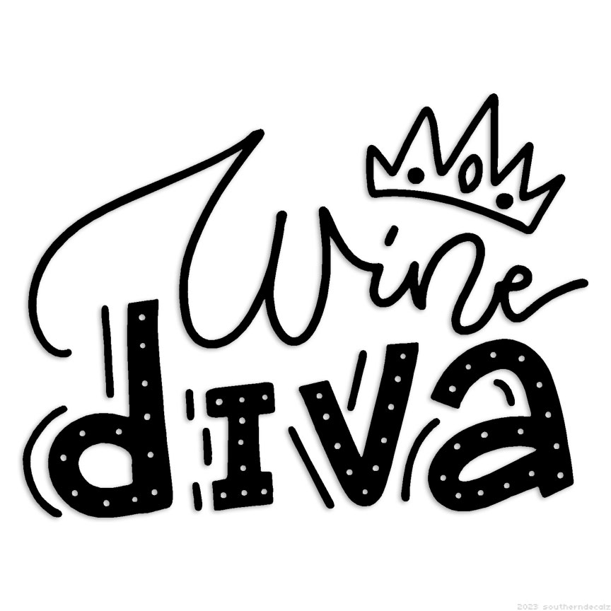 Wine Diva Crown – Decal Sticker – Multiple Colors & Sizes – ebn7051