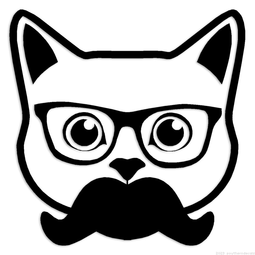 Cat Glasses Mustache – Decal Sticker – Multiple Colors & Sizes – ebn7072