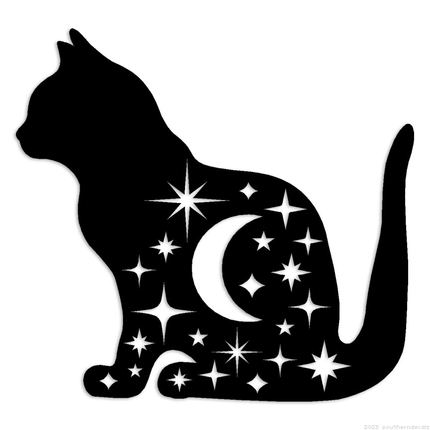 Cat Stars Moon – Decal Sticker – Multiple Colors & Sizes – ebn7088