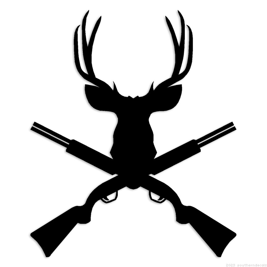 Deer Head Shotguns – Decal Sticker – Multiple Colors & Sizes – ebn7168