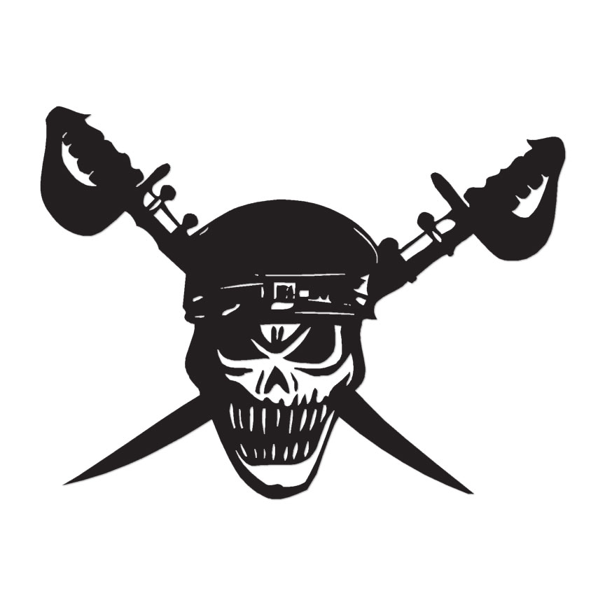 Pirate Skull Swords – Vinyl Decal Sticker – Multiple Color & Sizes – ebn997