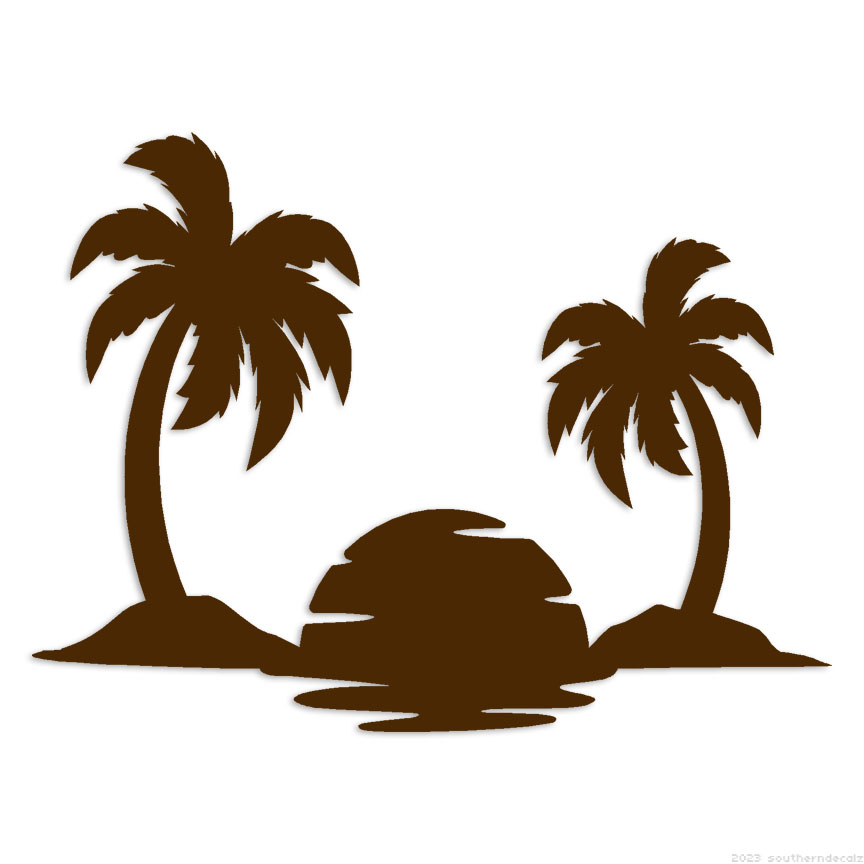 Three Palm Trees On Island Sticker