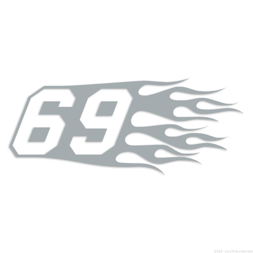 Flames Number 69 - Decal Sticker - Multiple Colors & Sizes - ebn7335 | eBay