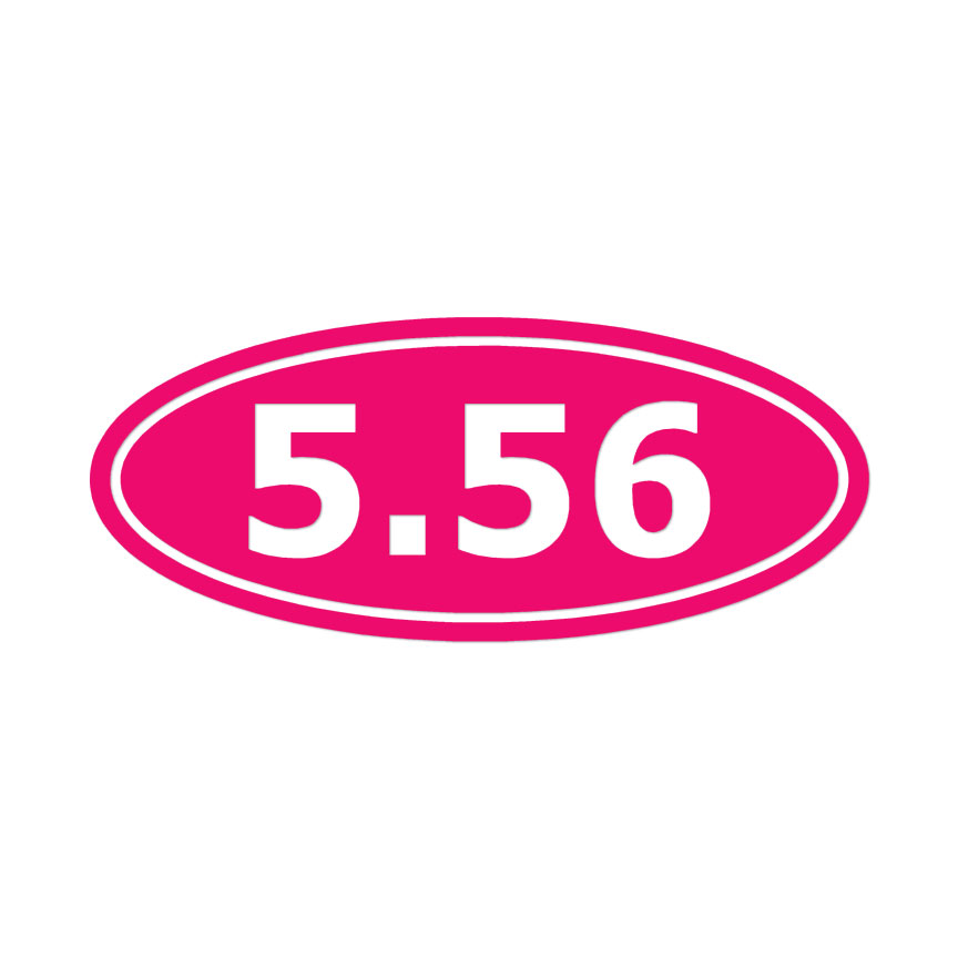 Black Oval 5.56 Bumper Sticker - I Shoot 556 Ammunition Decal For Cars, Trucks & Laptops