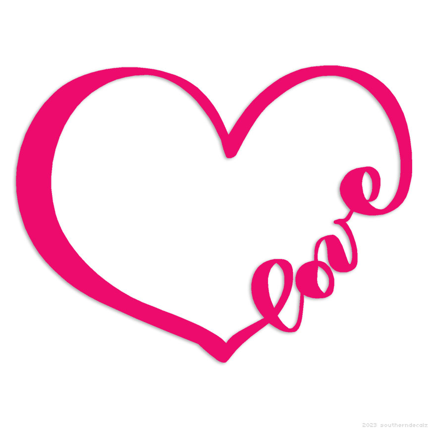 Love Heart Love - Decal Sticker - Multiple Colors & Sizes - ebn6306
