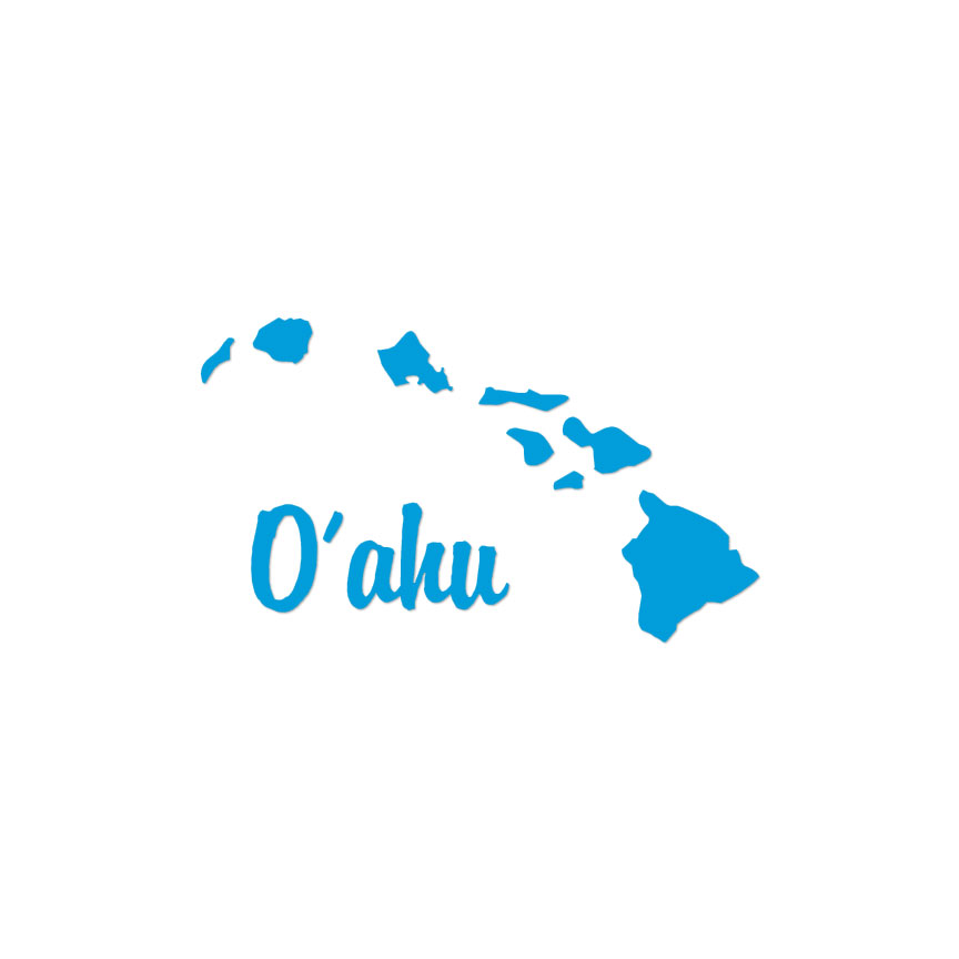 2 Adesivi Per Auto Hawaii USA – Sticker Stato Delle Hawaii, Contorno Ritagliato, 11 Cm, Bianco