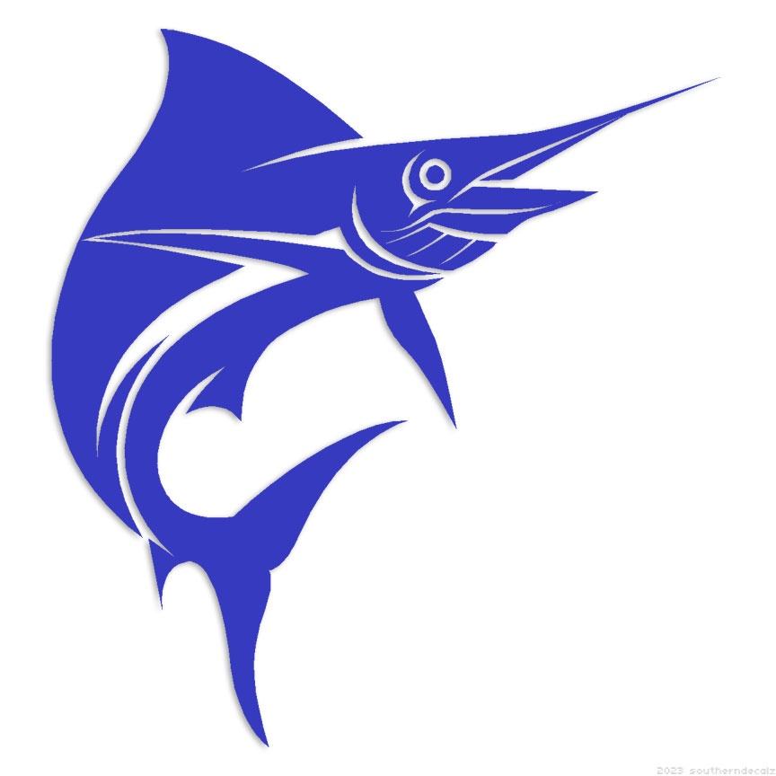 Swordfish Marlin Jumping - Decal Sticker - Multiple Colors & Sizes - ebn6850