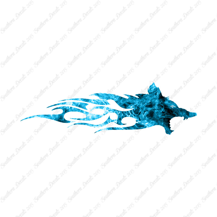 Wolf Head Flames Splash Decal Sticker Multiple Flames & Sizes