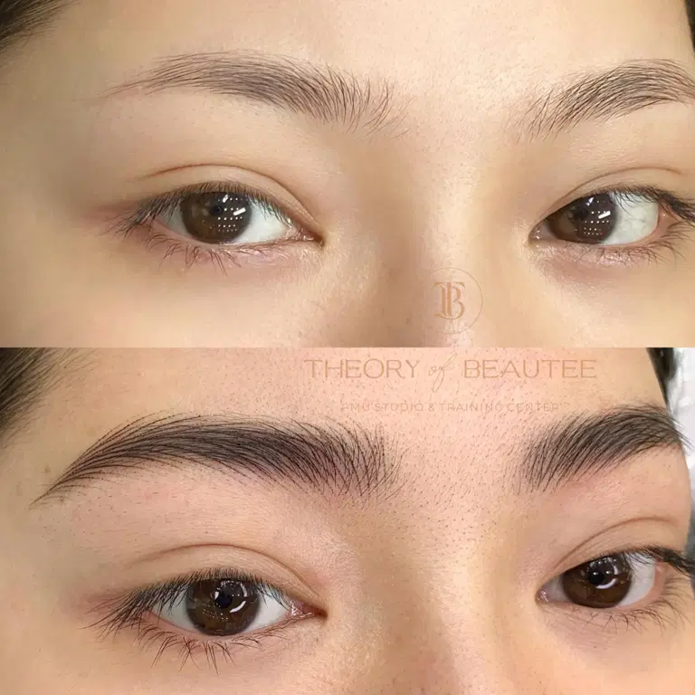 Hyper-realistic nano hairstroke brows with fine strokes that blend into natural hair.
