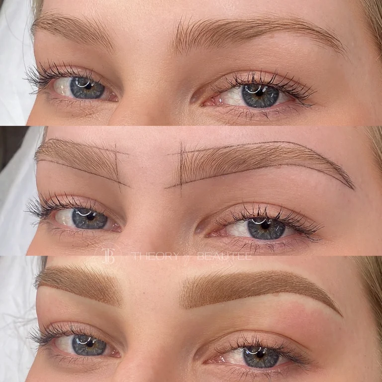 Soft gradient brows with darker tails and bright, airy fronts.