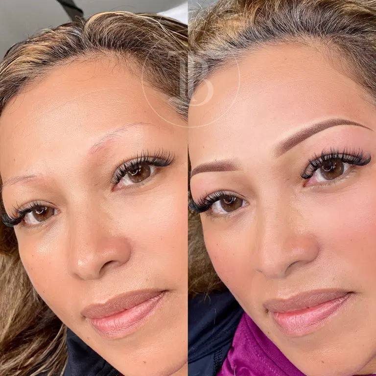 Gradient ombré brows with a light inner brow and a more defined tail.