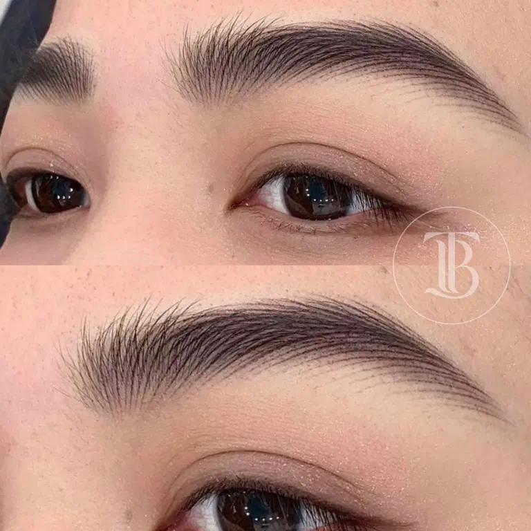 Signature combo brows with balanced arches and blended soft shading.