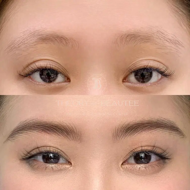 Signature combo brows with soft fronts, fuller arches, and shaded tails.