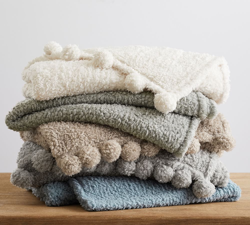 Cozy Pom Pom Sherpa Throw