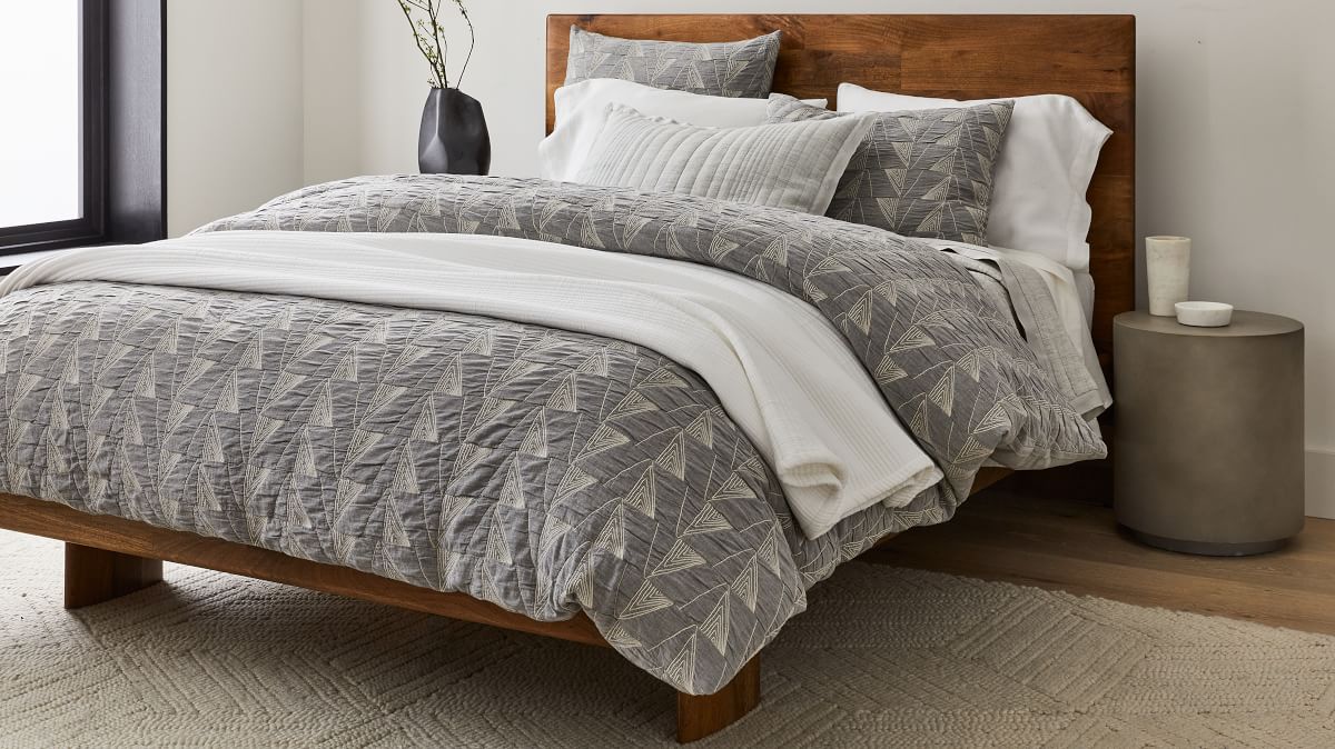 Organic Cotton Textural Linework Duvet Cover