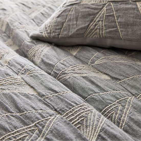 Textural Organic Cover Cotton Linework Duvet