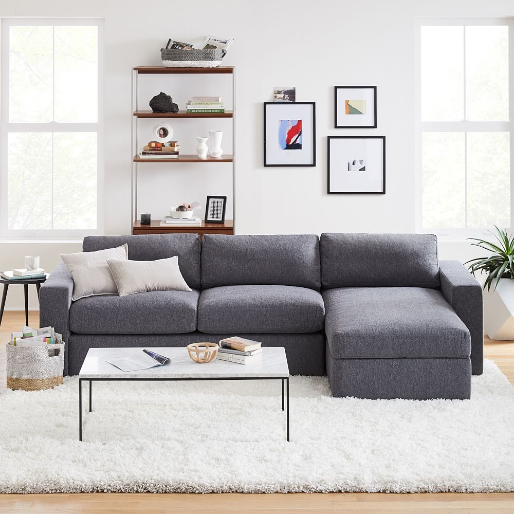 Urban 2 Piece Chaise Sectional, Sofa With Chaise