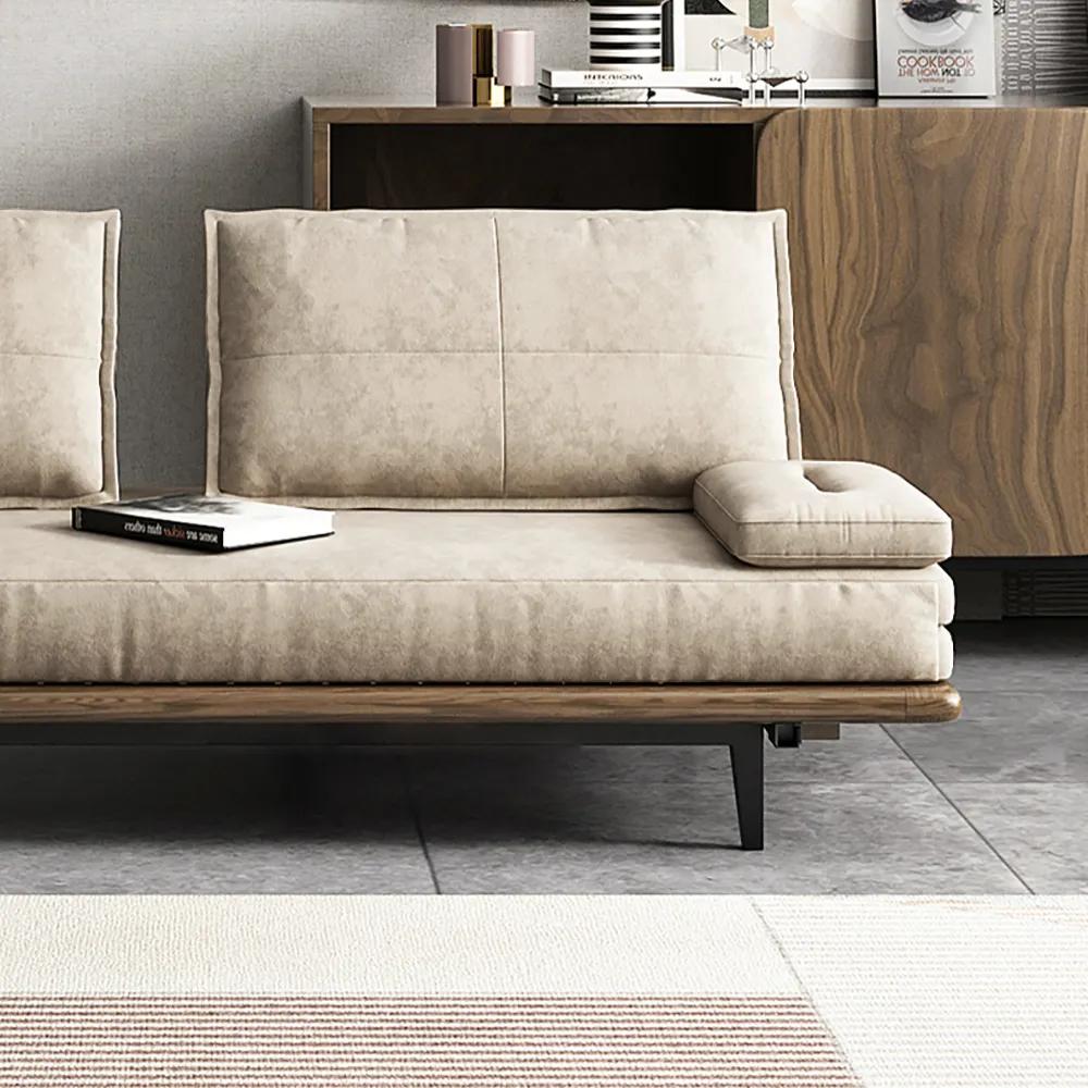 Japandi Solid Wood Minimalism Rattan Back Support Sofa Bed – SPS FURNTIURE
