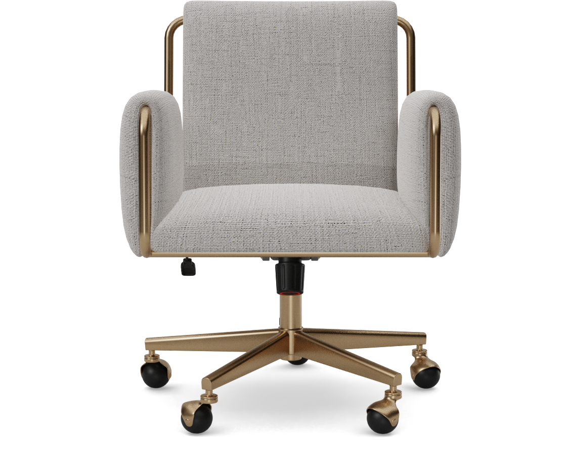 Caterina Natural Upholstered Office Chair with Brass Base +