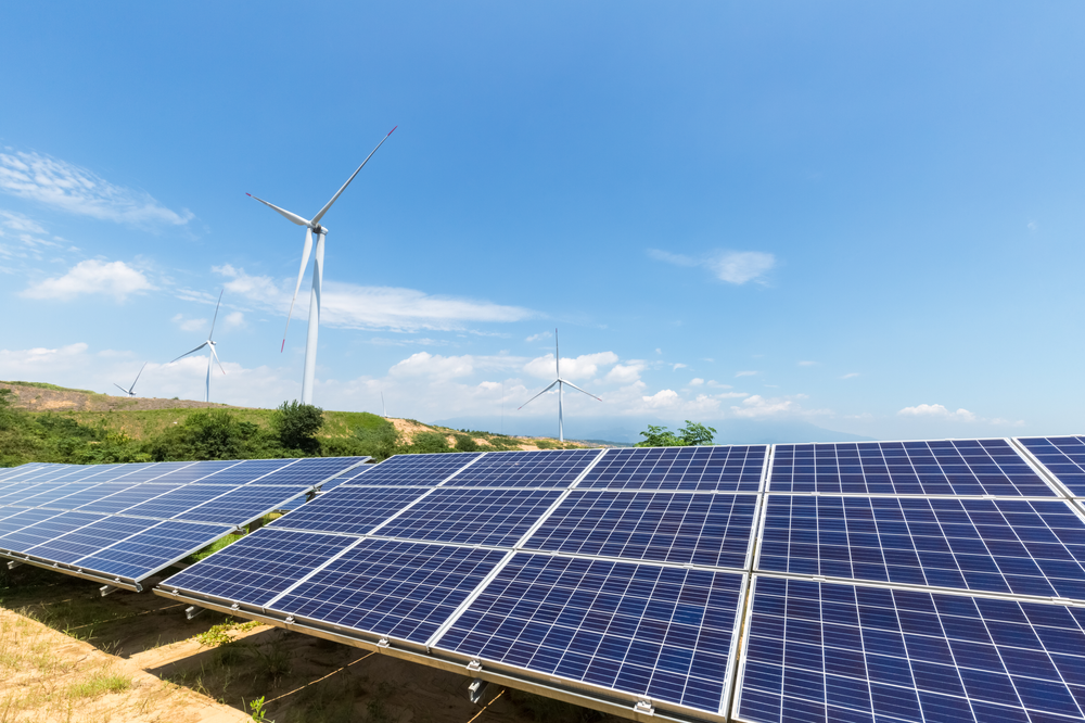 Solar panel and wind turbine