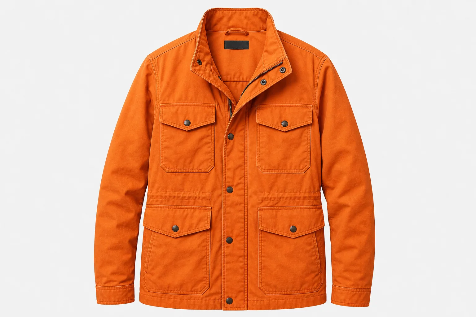 Unlocked wide shot of a character in a field jacket