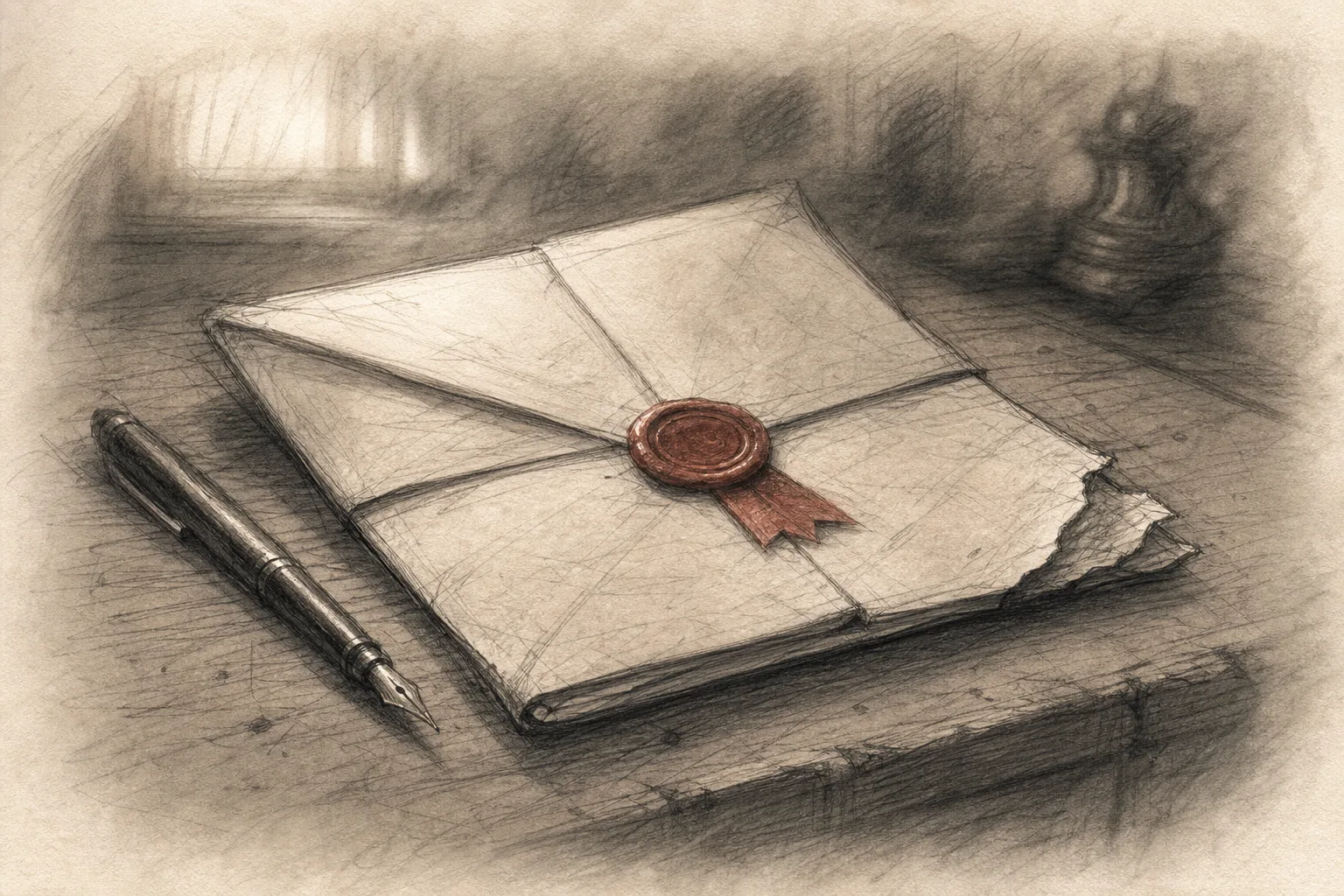 Pencil-sketch storyboard panel: insert shot of a close-up plot detail