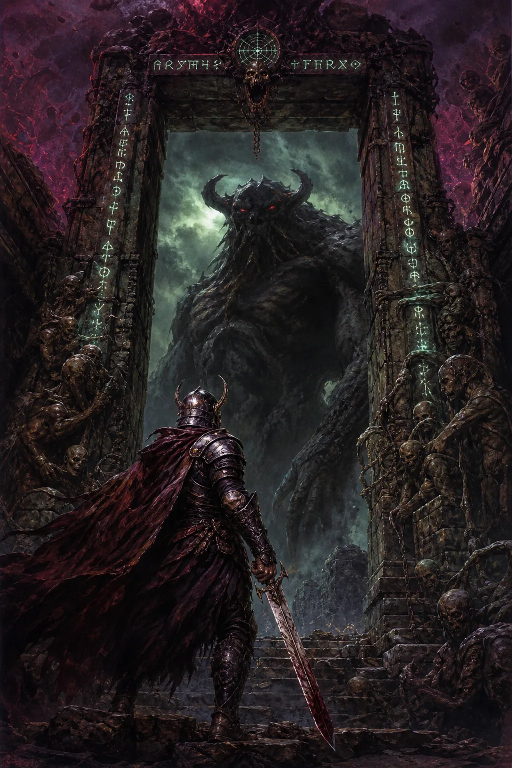 Dark Fantasy comic style example, gritty painterly, creatures, arcane