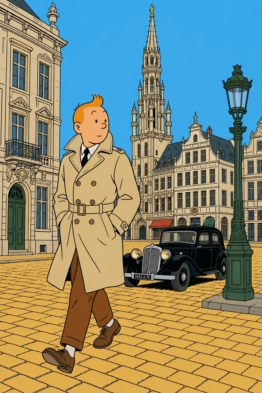 European BD comic style example, clear-line, flat colour, Tintin/Moebius