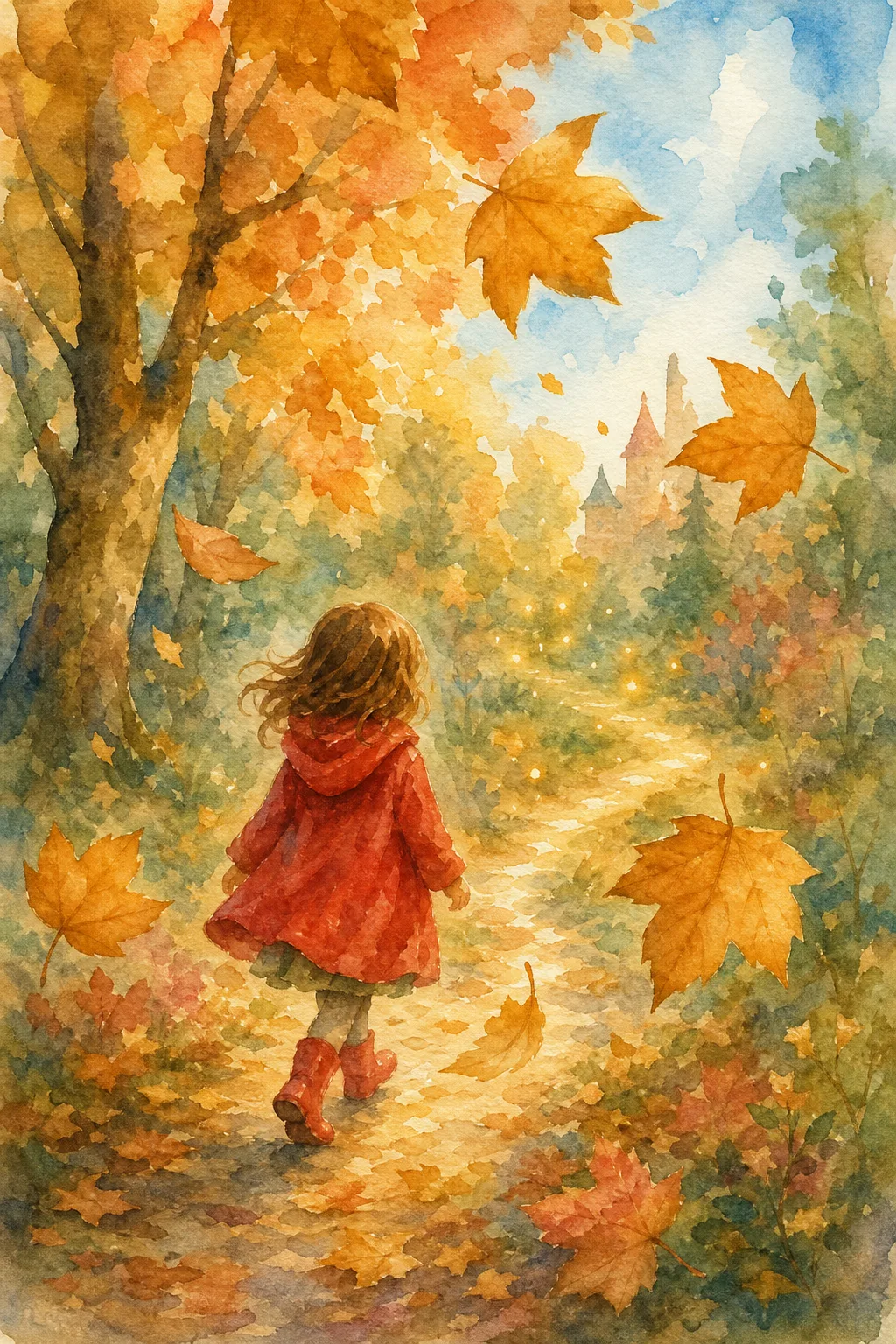 Watercolor comic style example, loose washes, organic, no hard outlines