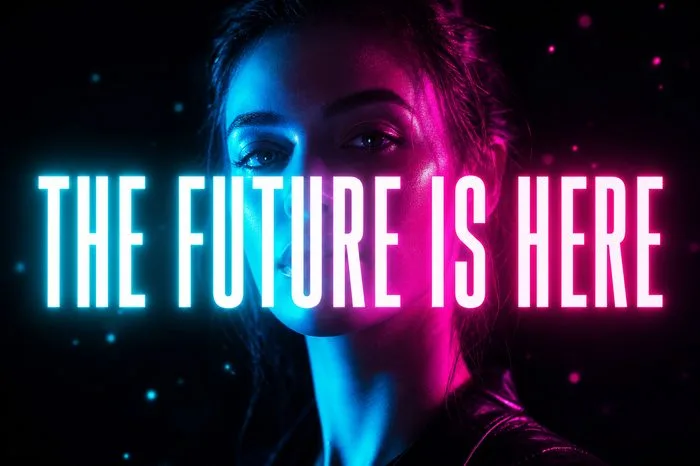 Neon Dark Mode thumbnail style: a dark background with glowing neon-style type