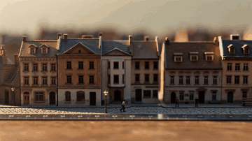 AI-generated miniature tilt-shift city diorama with a slow drifting camera